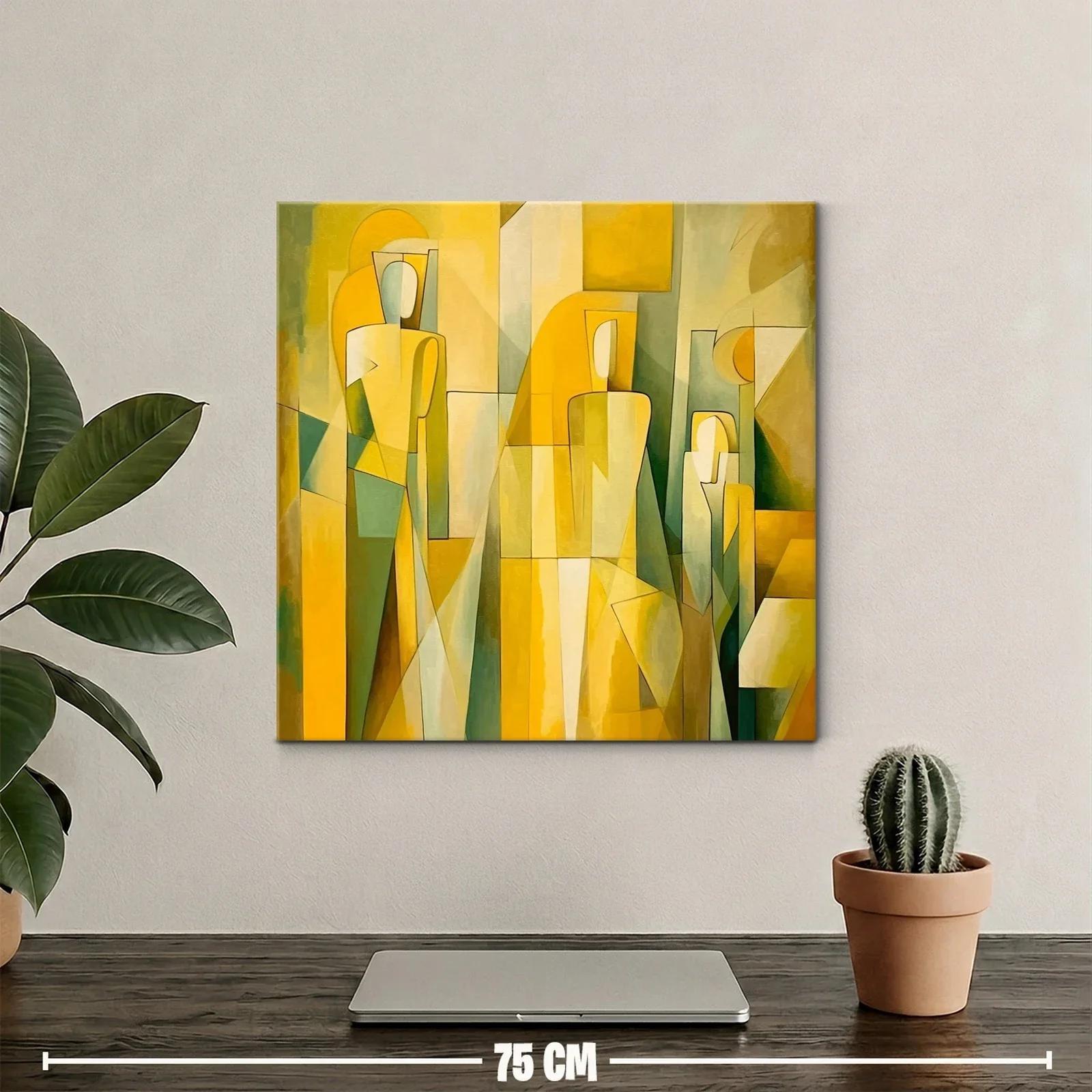 Cuadro Abstracto con Figuras y Tonos Amarillos — miniatura 2