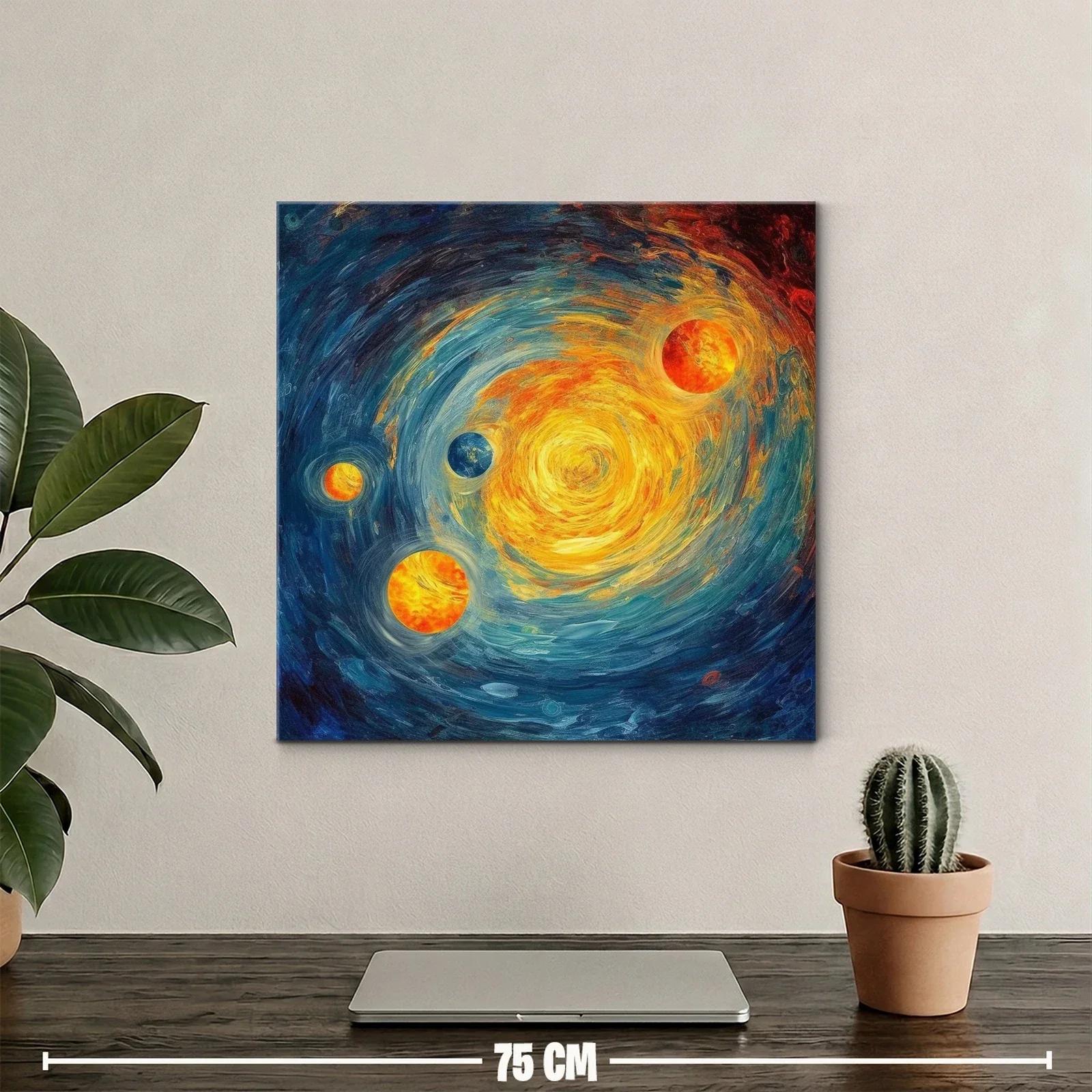 Galaxia vibrante con planetas iluminados y remolinos cósmicos — miniatura 2
