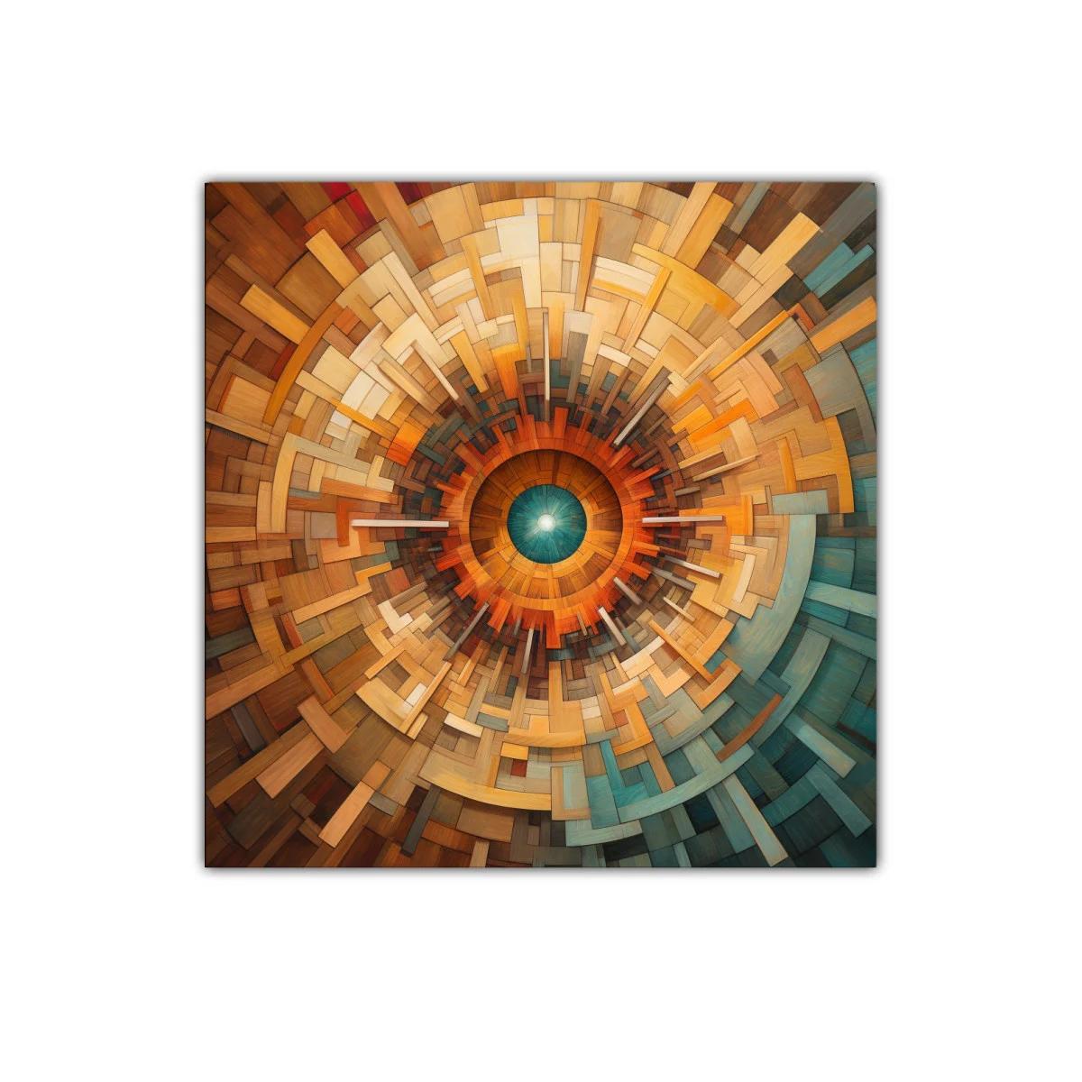 Cuadro abstracto con diseño geométrico en espiral de madera — imagen principal