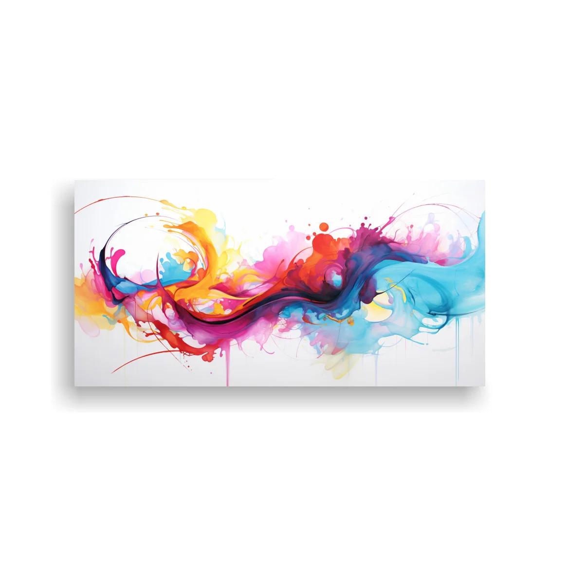 Cuadro salpicadura de tinta multicolor en franja ondulante