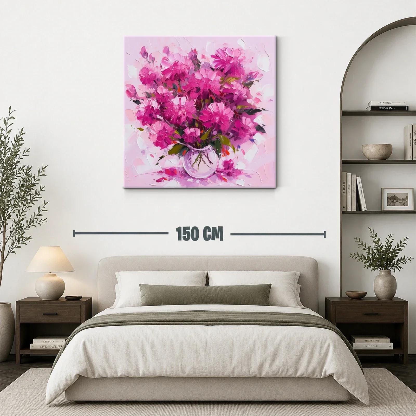 Cuadro floral con vibrantes tonos rosas y lilas — miniatura 3