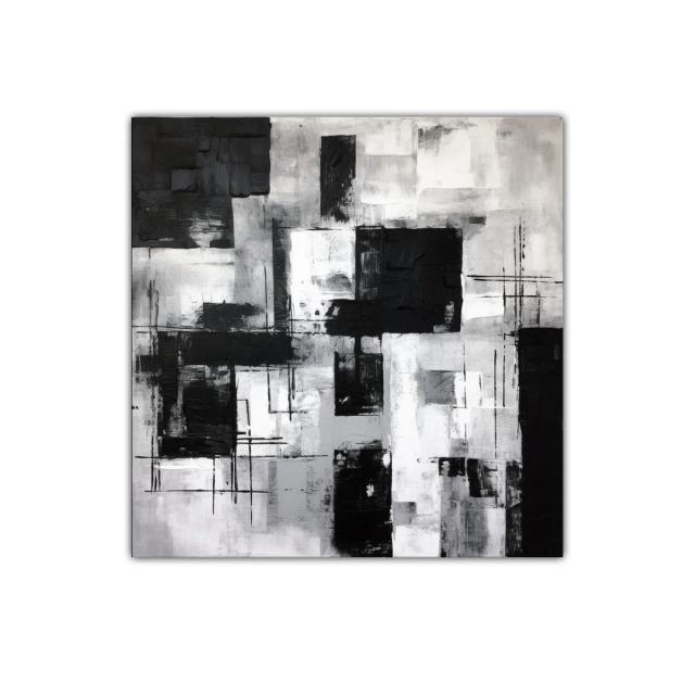 Composición abstracta en blanco negro y grises