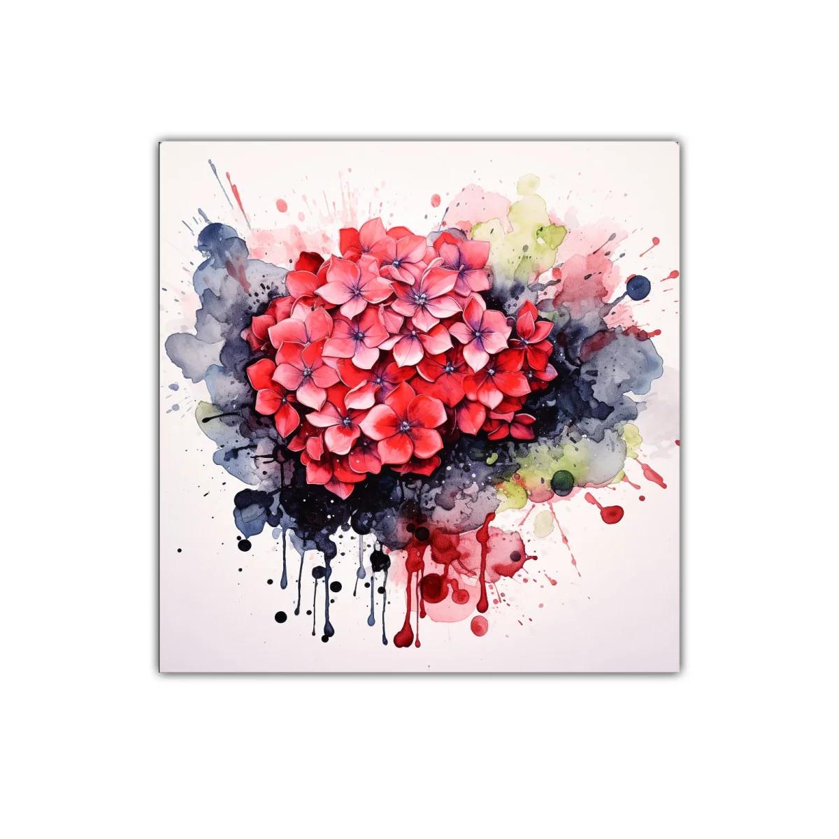 Cuadro decorativo con flores rojas y fondo abstracto
