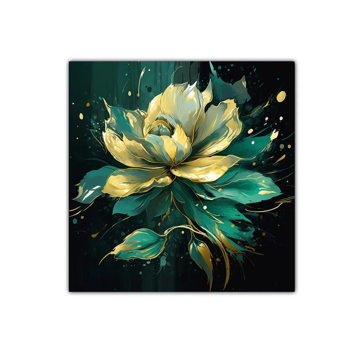 Flor dorada sobre fondo oscuro en diseño elegante — imagen principal