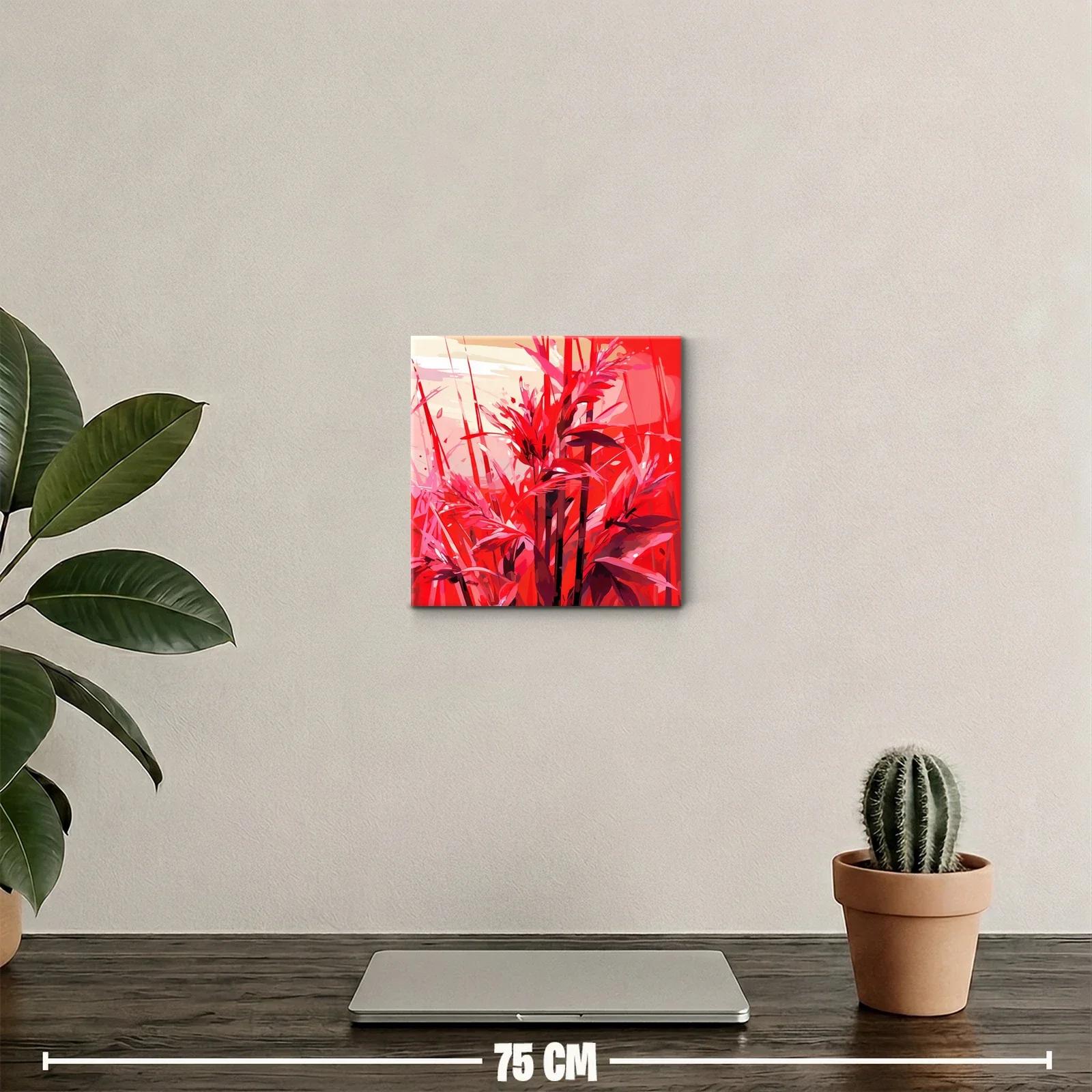 Cuadro floral vibrante con tonos rojos intensos — miniatura 2