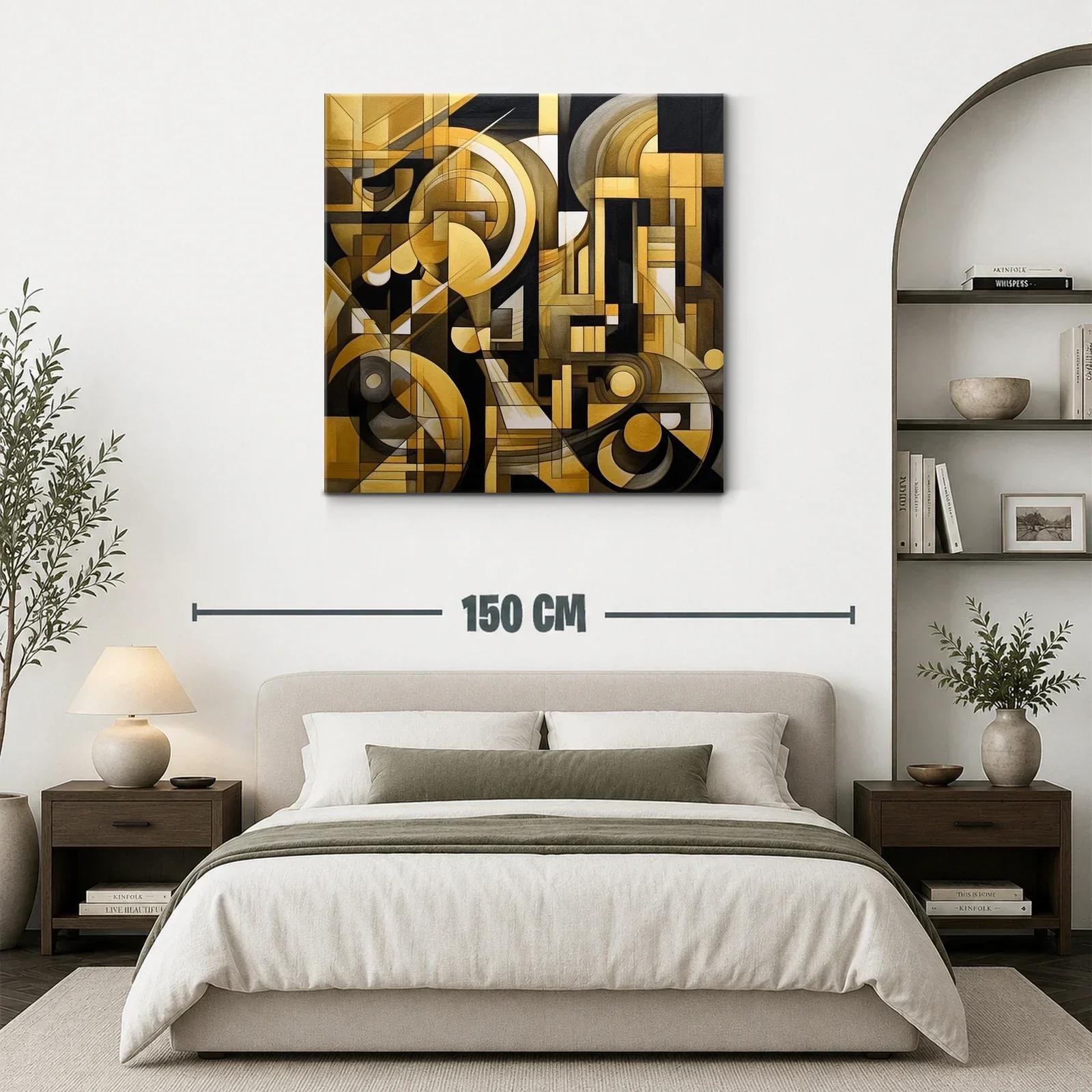 Composición geométrica abstracta en tonos dorados y negros — miniatura 3