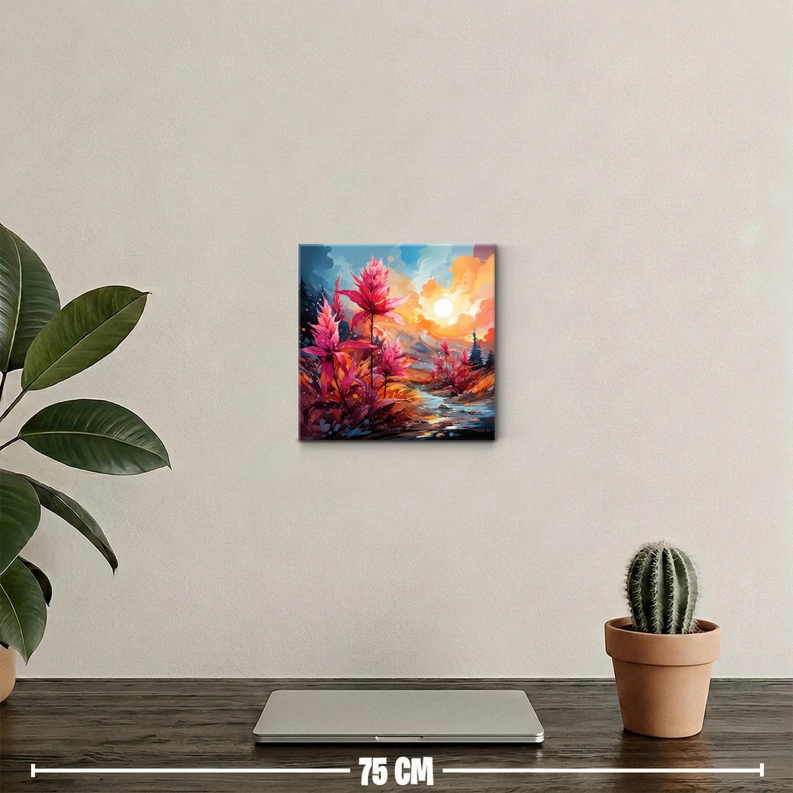 Paisaje vibrante con flores fucsias bajo el sol radiante — miniatura 2