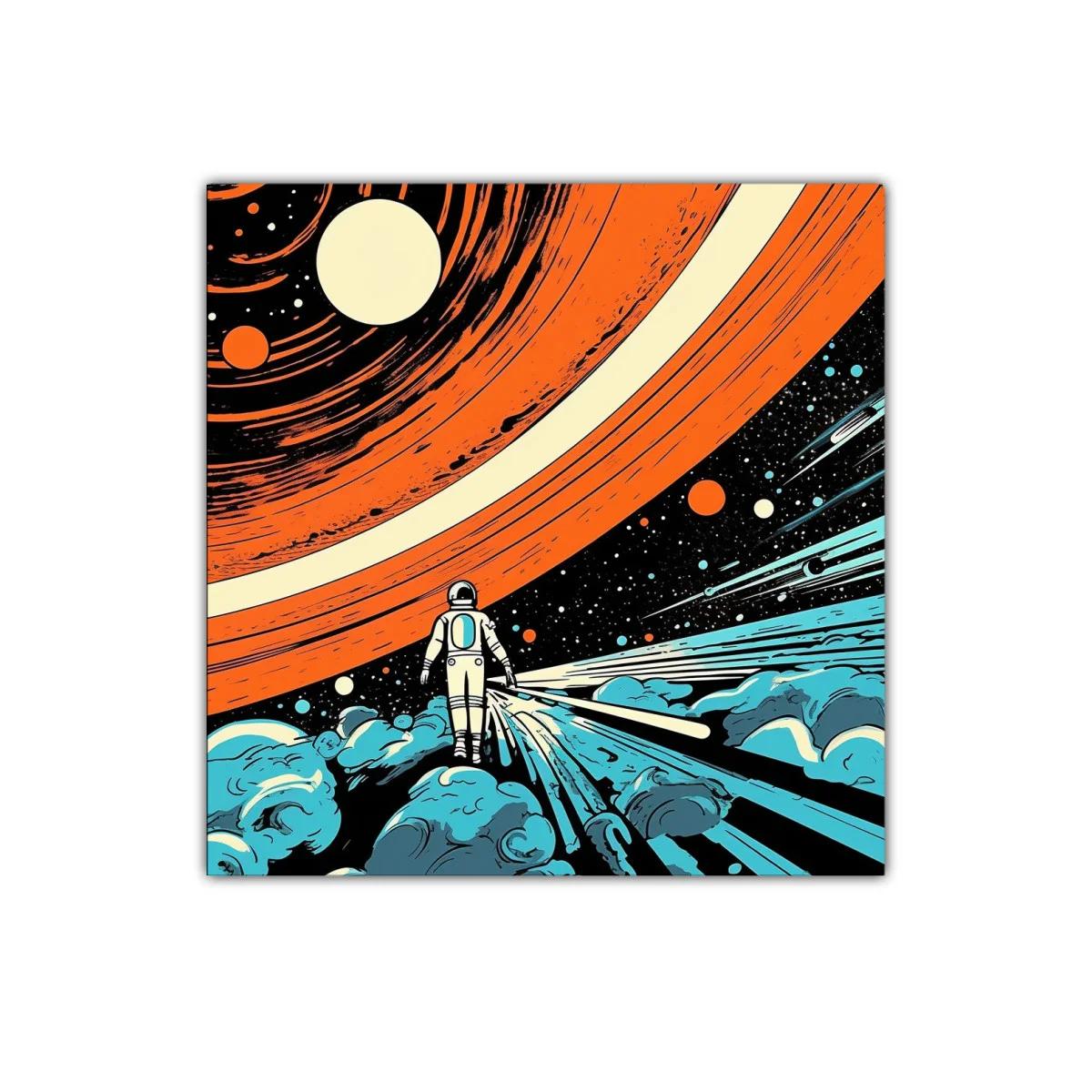 Cuadro decorativo astronauta en universo vibrante