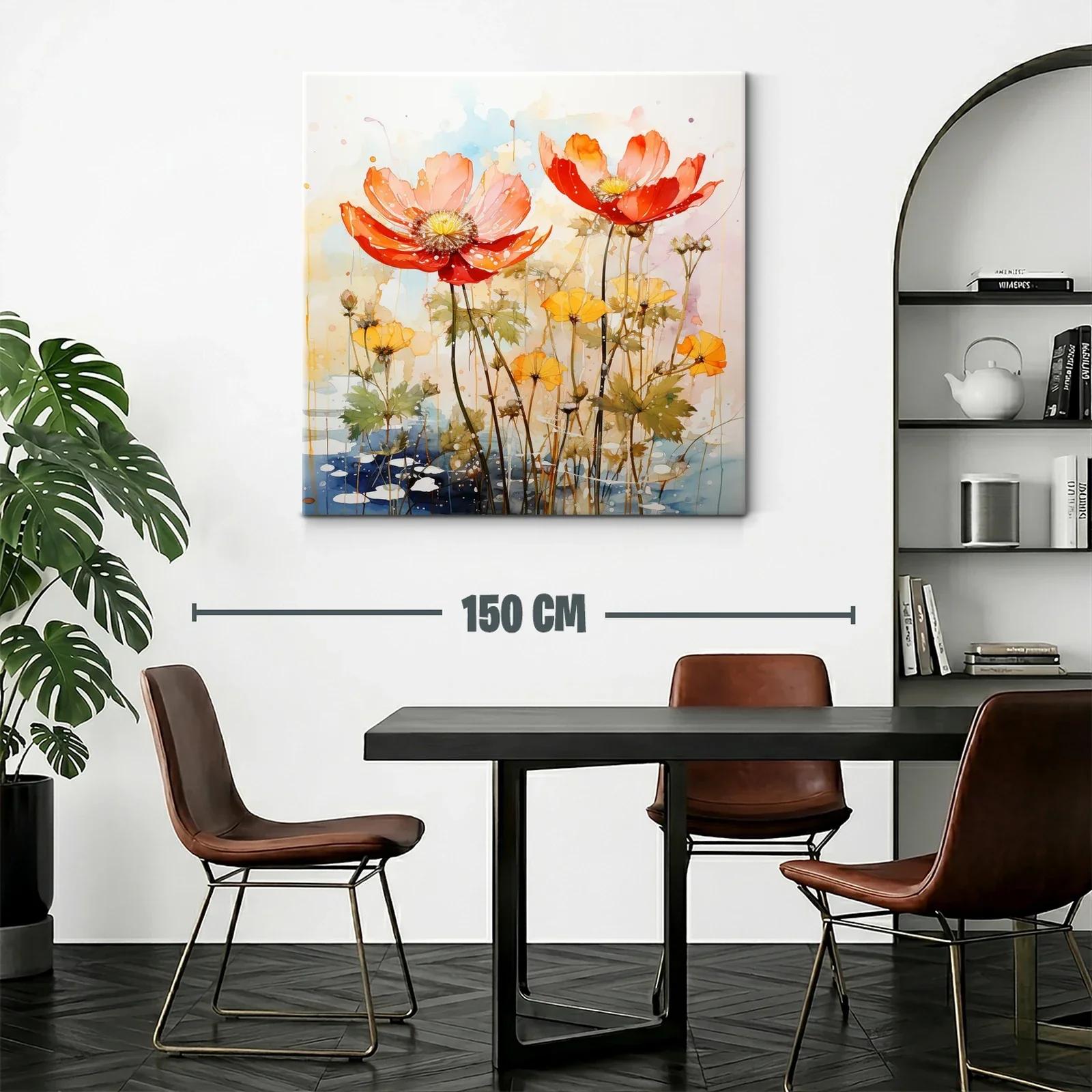 Flores vibrantes en tonos cálidos y suaves acuarelas — miniatura 2