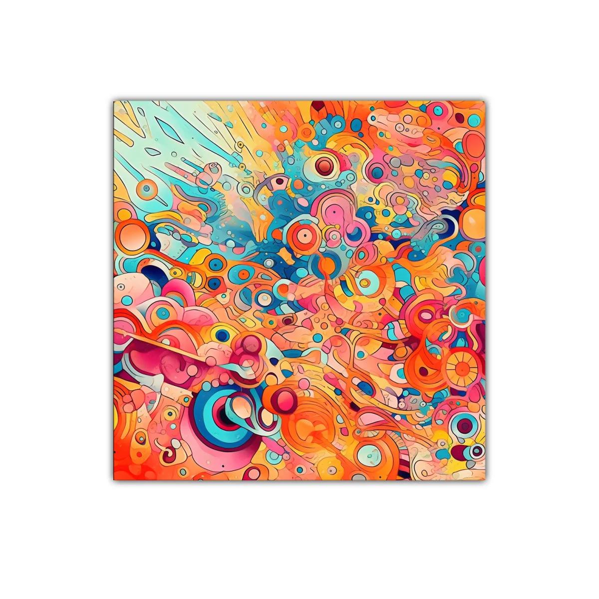 Cuadro abstracto con motivos circulares y colores vivos — imagen principal