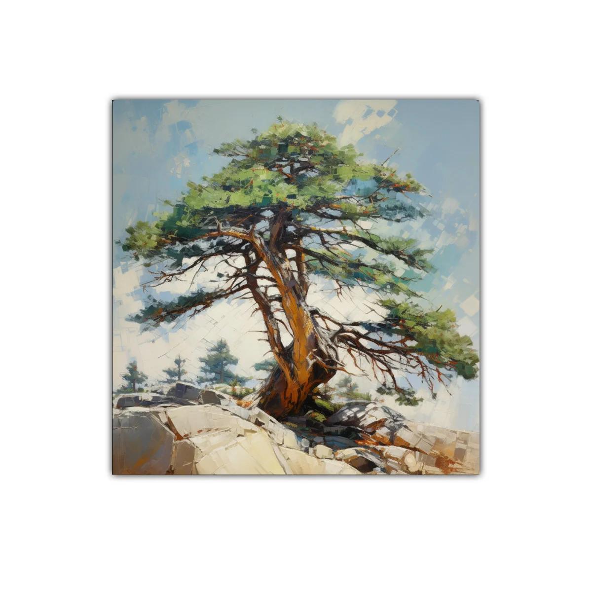 Árbol solitario en paisaje rocoso con cielo azul claro — imagen principal