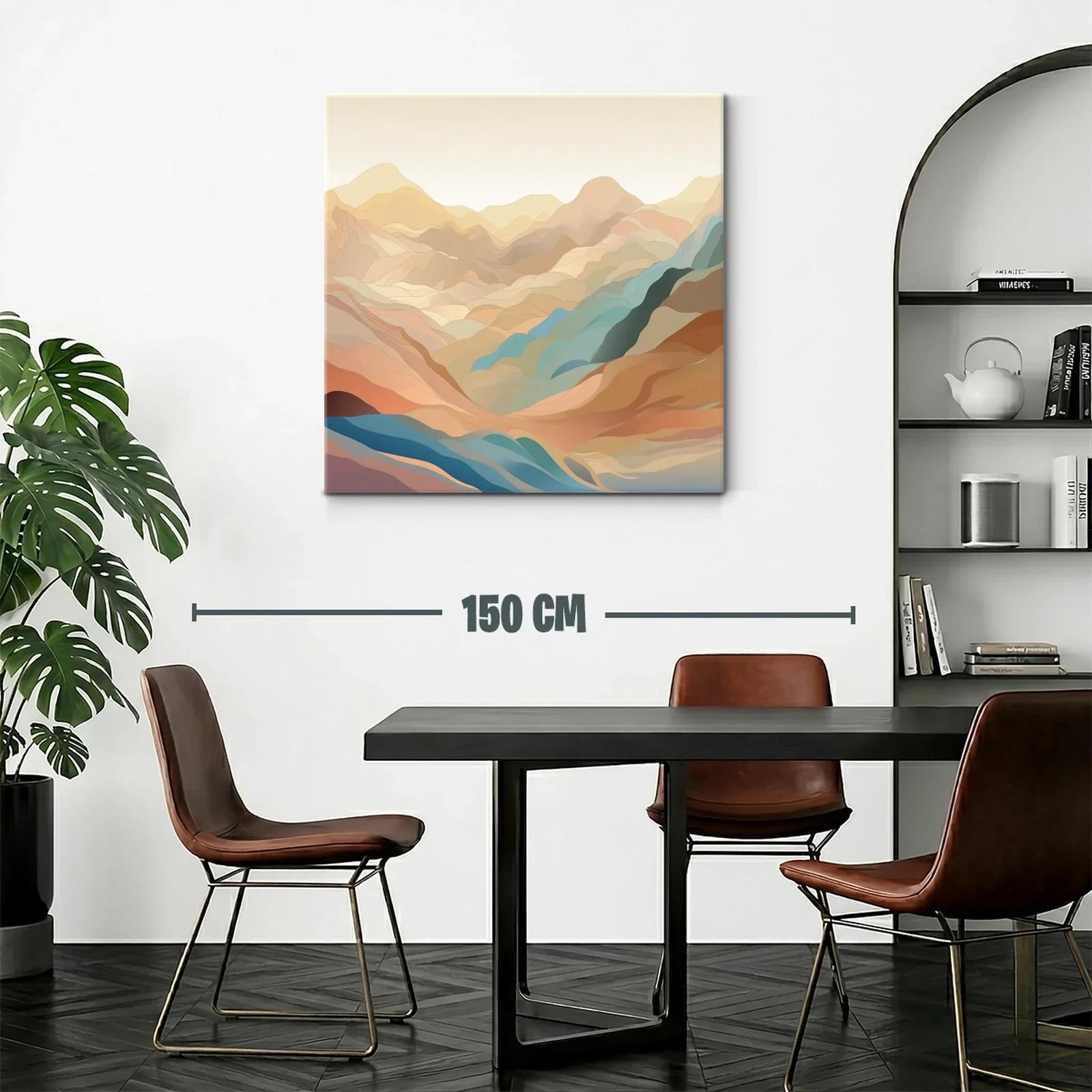 Paisaje abstracto de montañas en tonos cálidos y fríos suaves — miniatura 2