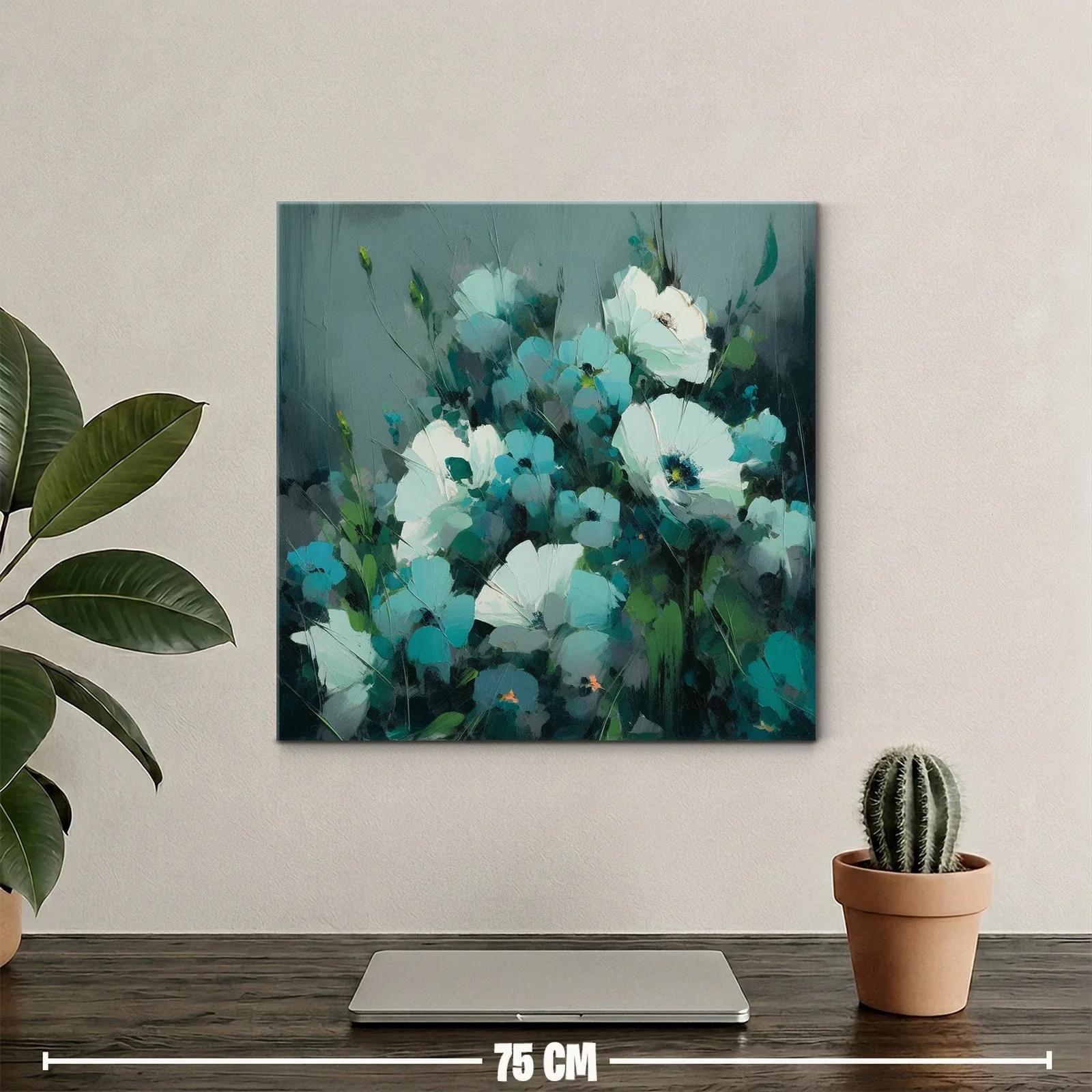 Flores blancas y turquesas con fondo gris azulado — miniatura 2