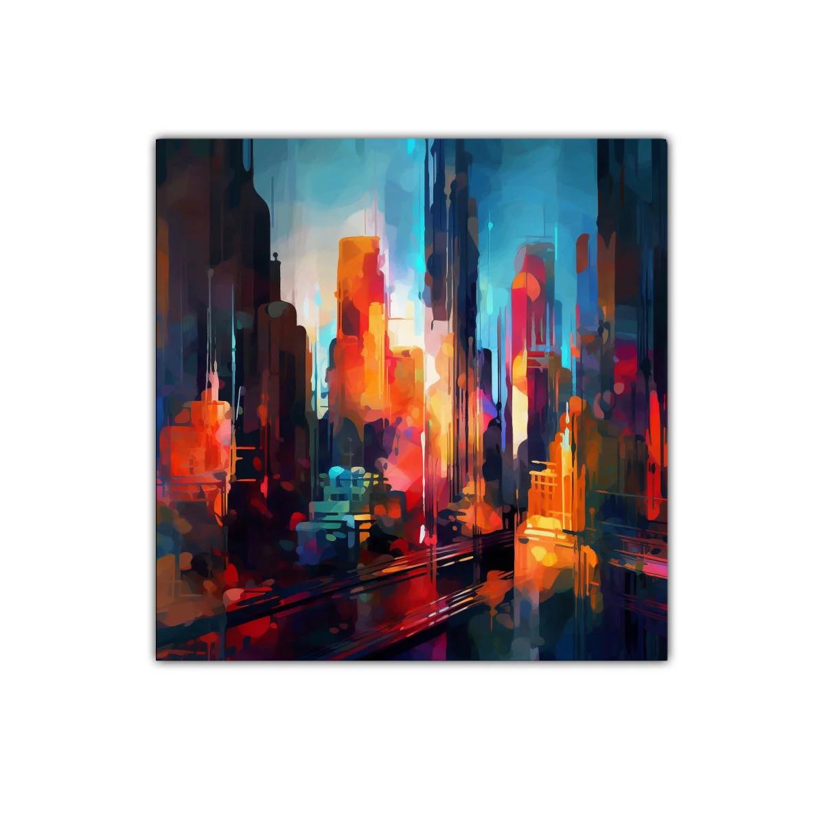 Paisaje urbano vibrante con luces cálidas y frías — imagen principal