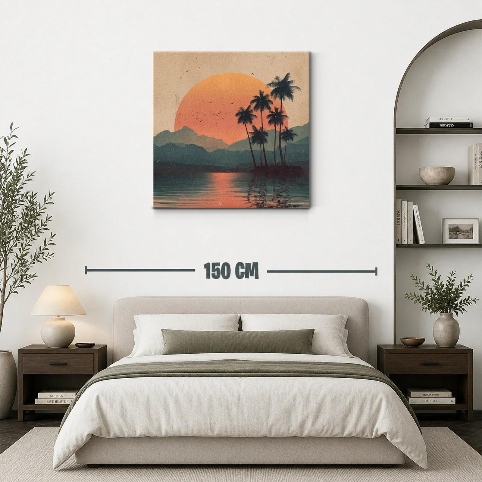 Atardecer tropical con palmeras y reflejo en el agua — miniatura 3