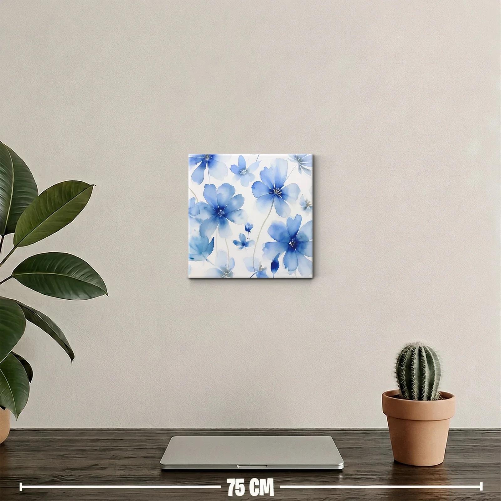 Cuadro decorativo con flores azules en estilo acuarela — miniatura 2