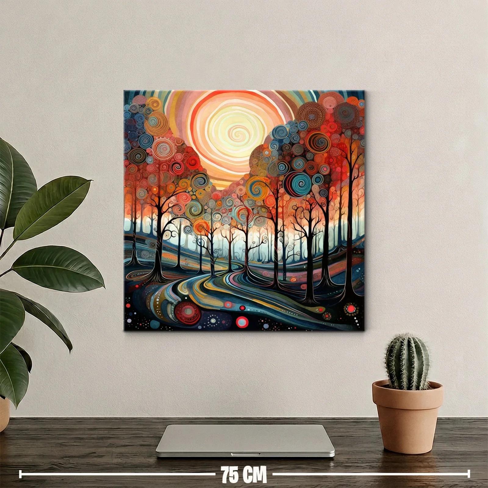 Bosque de remolinos en tonos cálidos y fríos vibrantes — miniatura 2