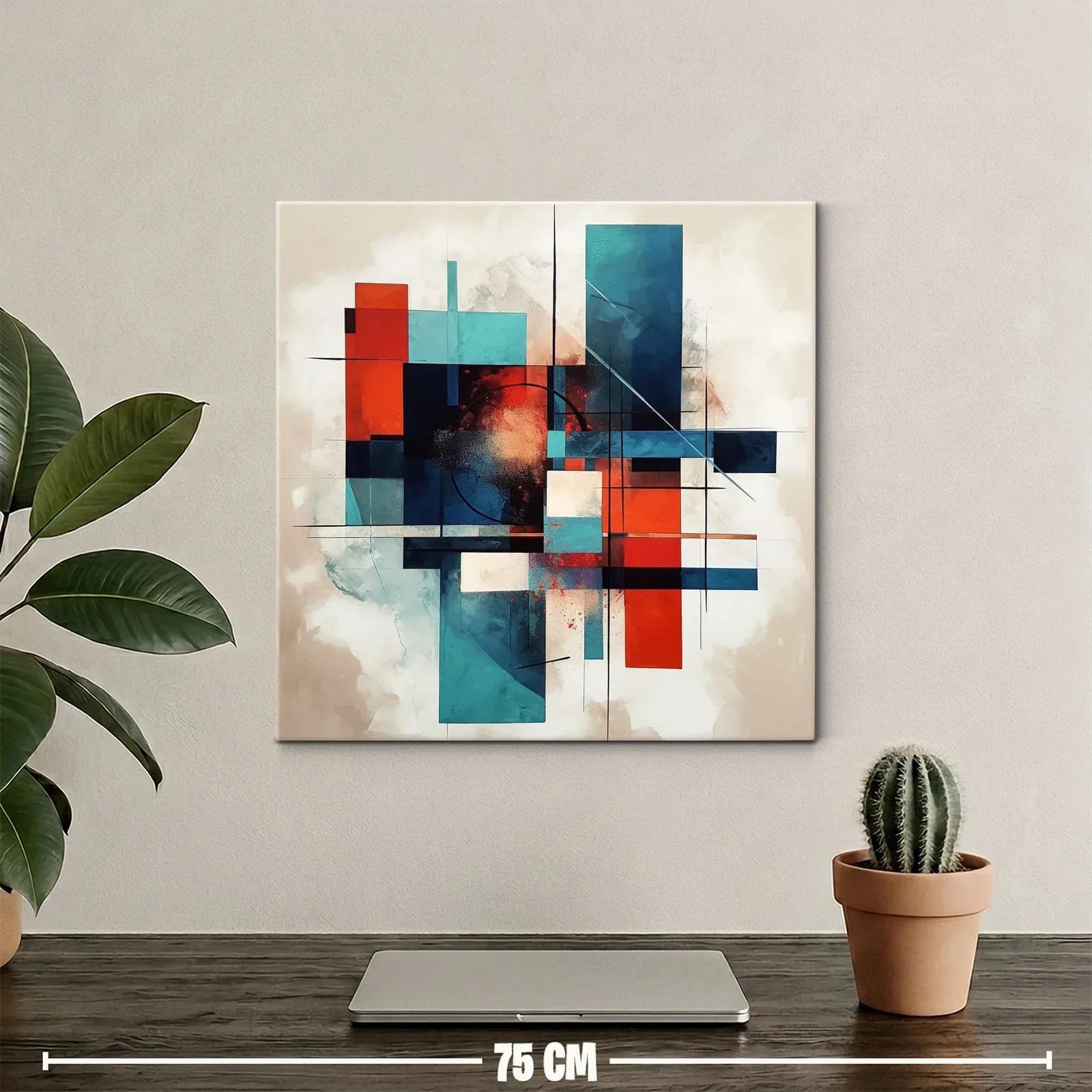 Composición abstracta en azul y rojo con formas geométricas — miniatura 2
