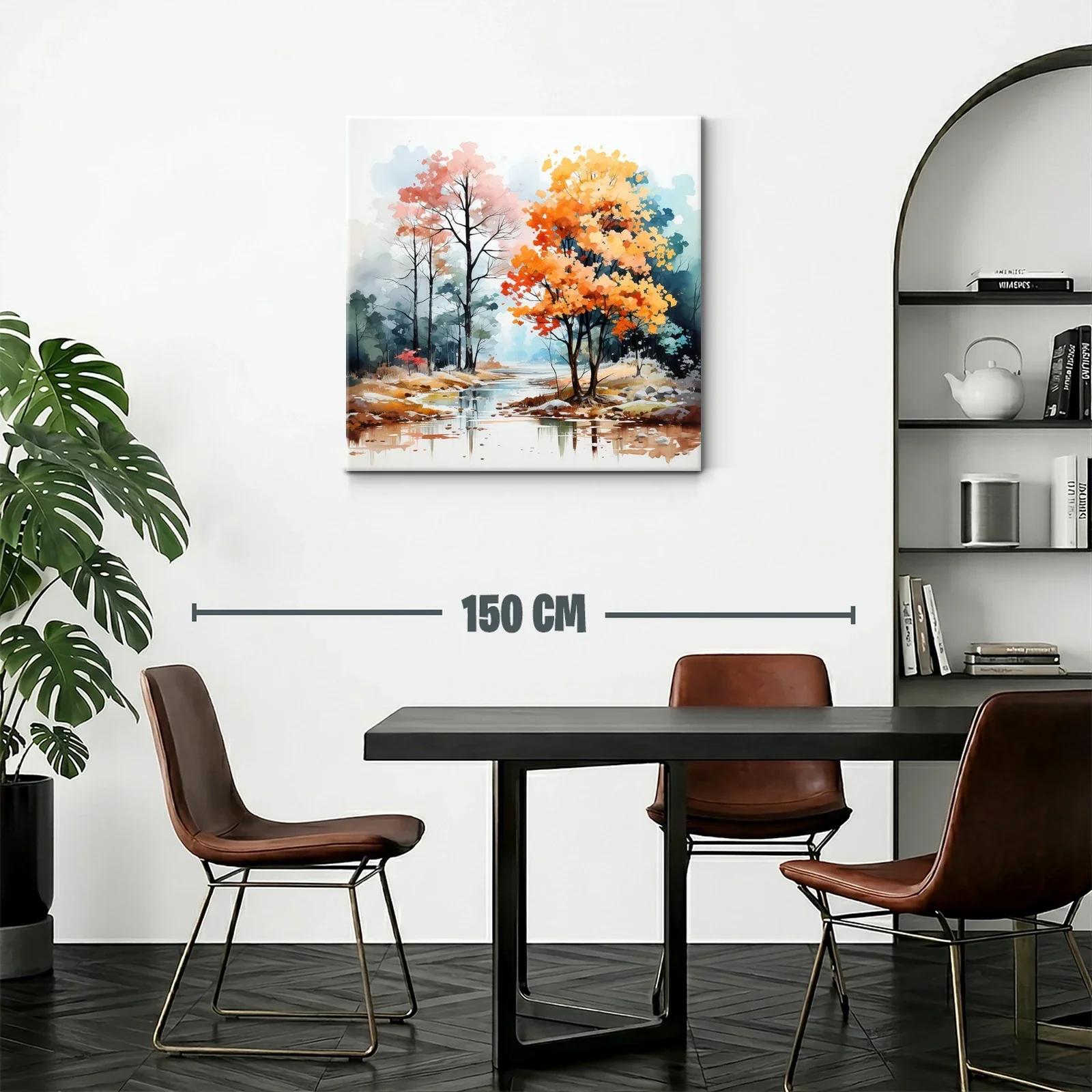 Paisaje otoñal con árboles vivos junto al río sereno — miniatura 2