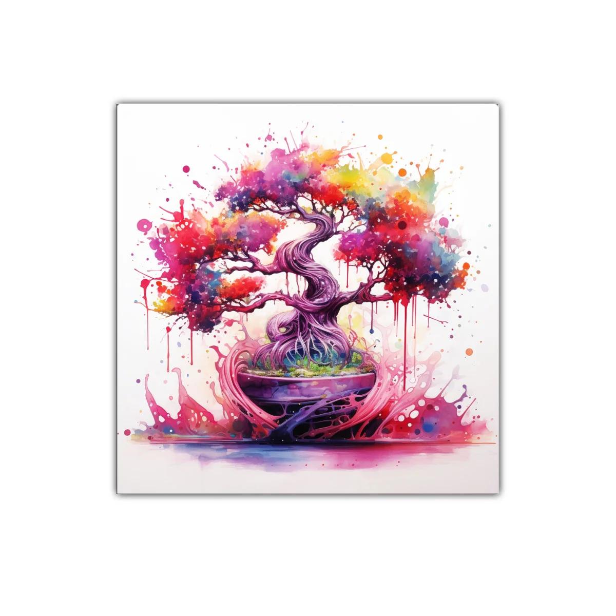 Árbol de colores vibrantes en explosión artística
