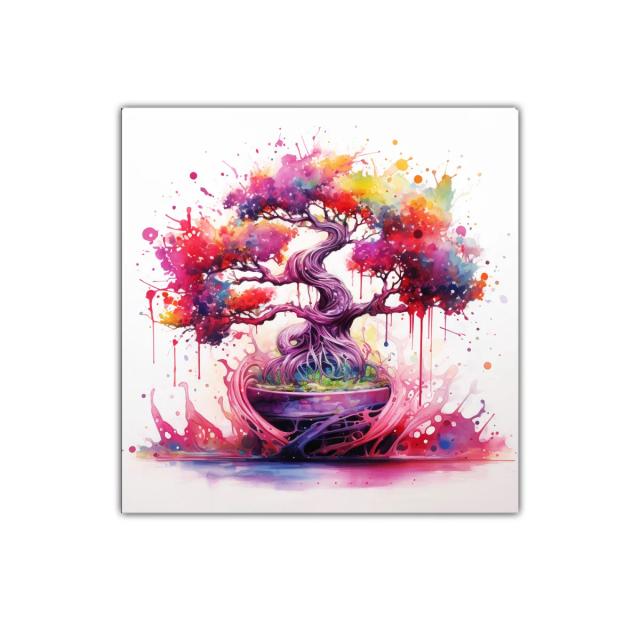 Árbol de colores vibrantes en explosión artística