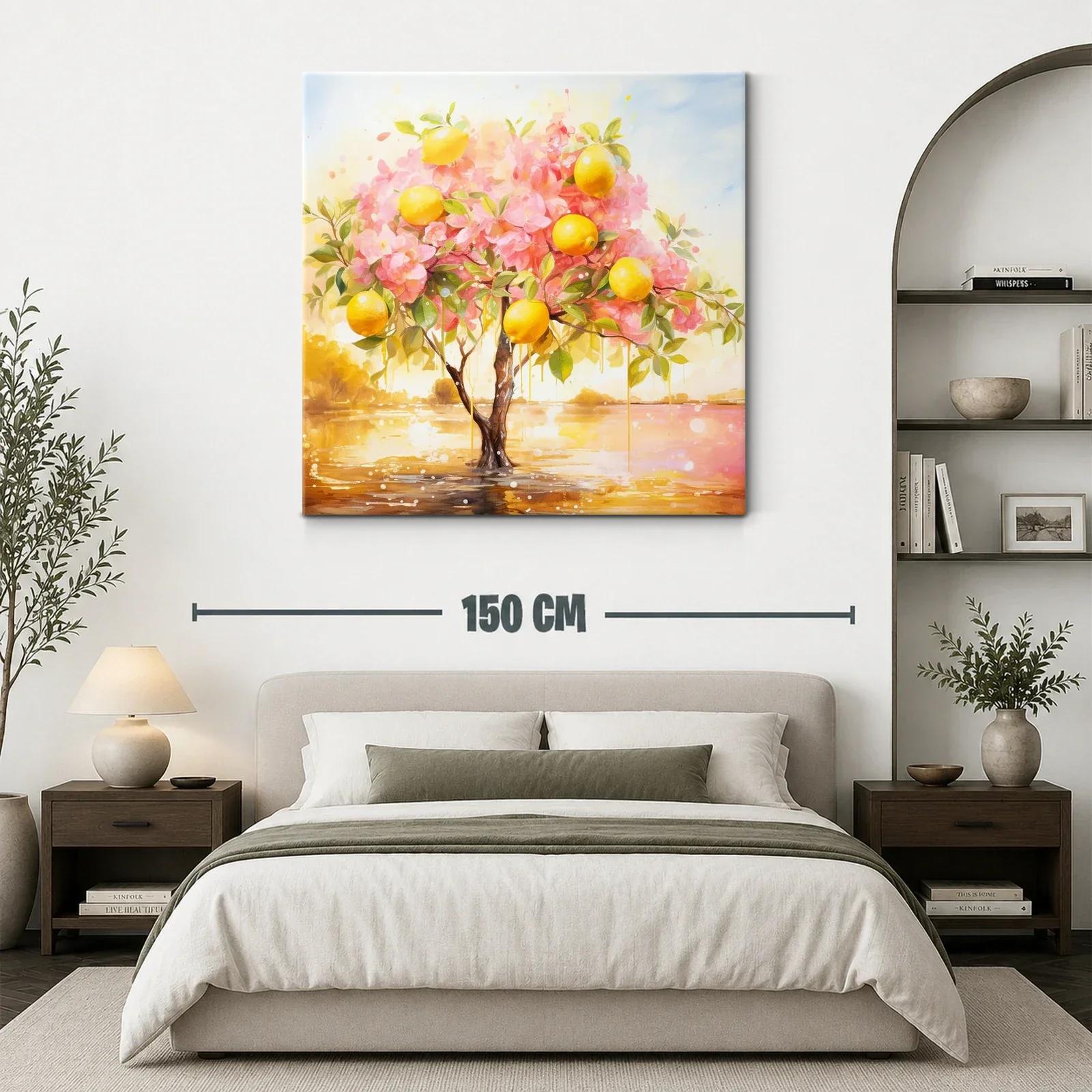 Árbol de limones con flores rosas en paisaje soleado — miniatura 3