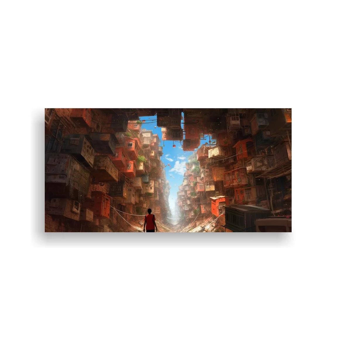 Cuadro callejón urbano con luz desde arriba