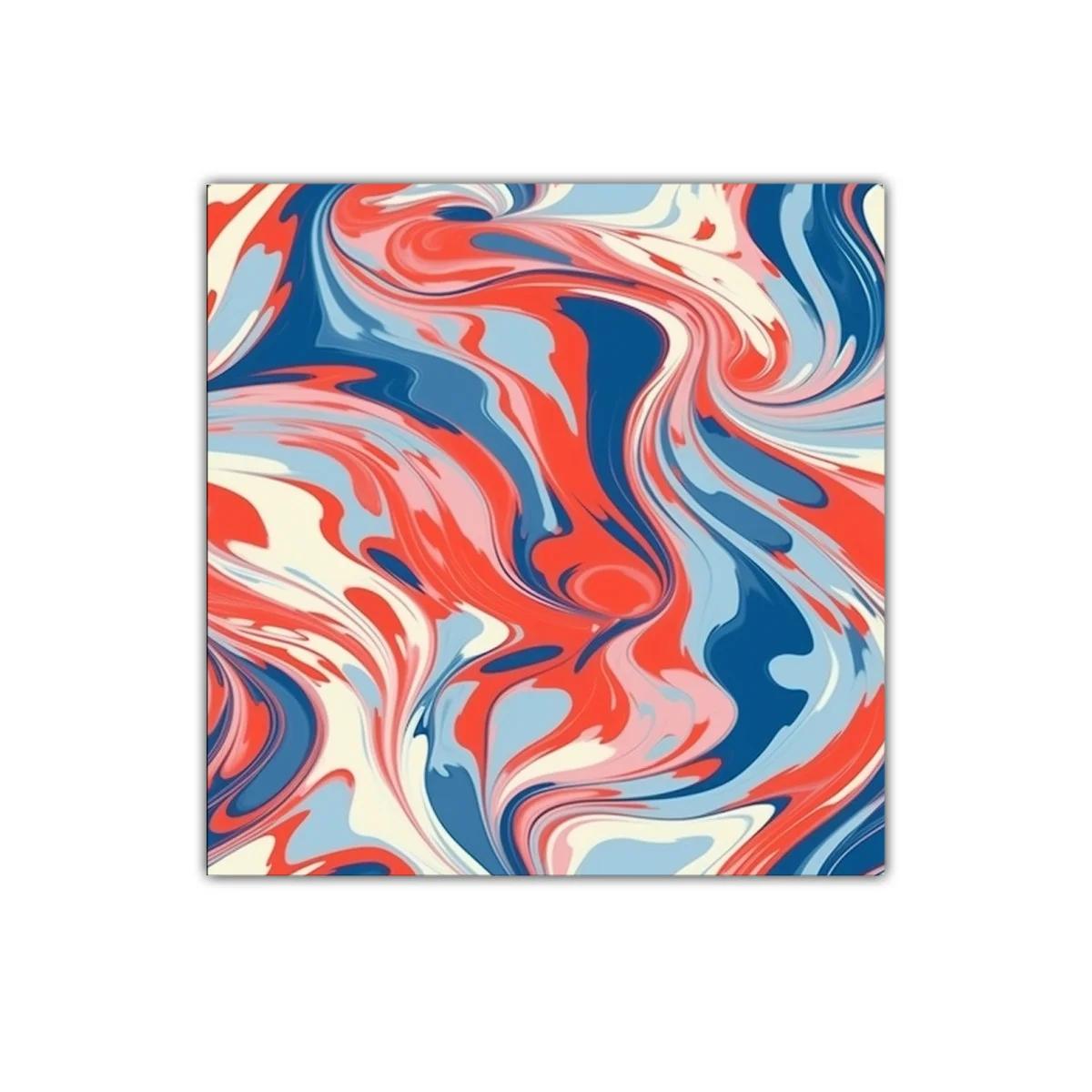 Cuadro Abstracto con Ondulaciones en Tonos Rojos y Azules — imagen principal