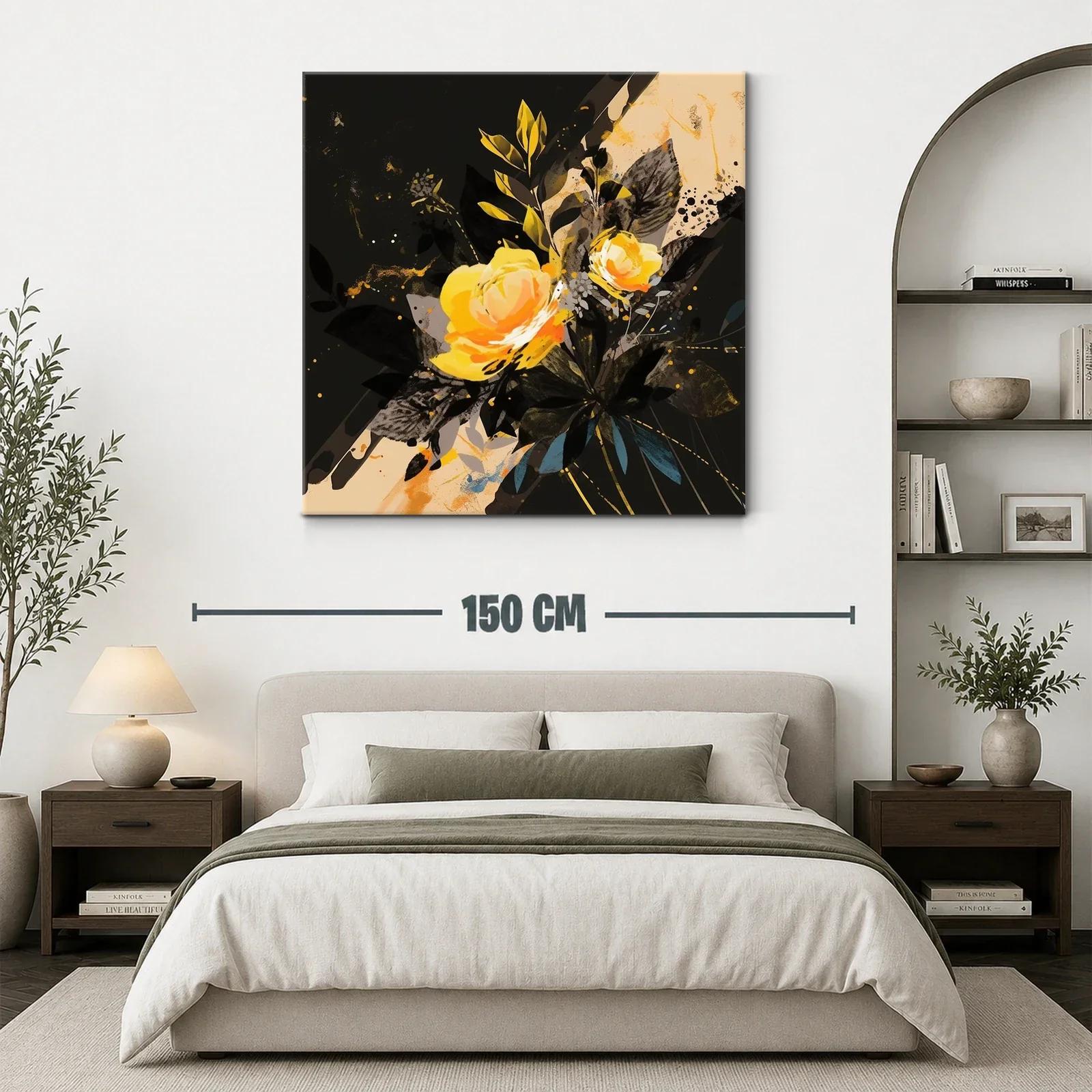 Rosas amarillas sobre fondo oscuro con detalles vibrantes — miniatura 3