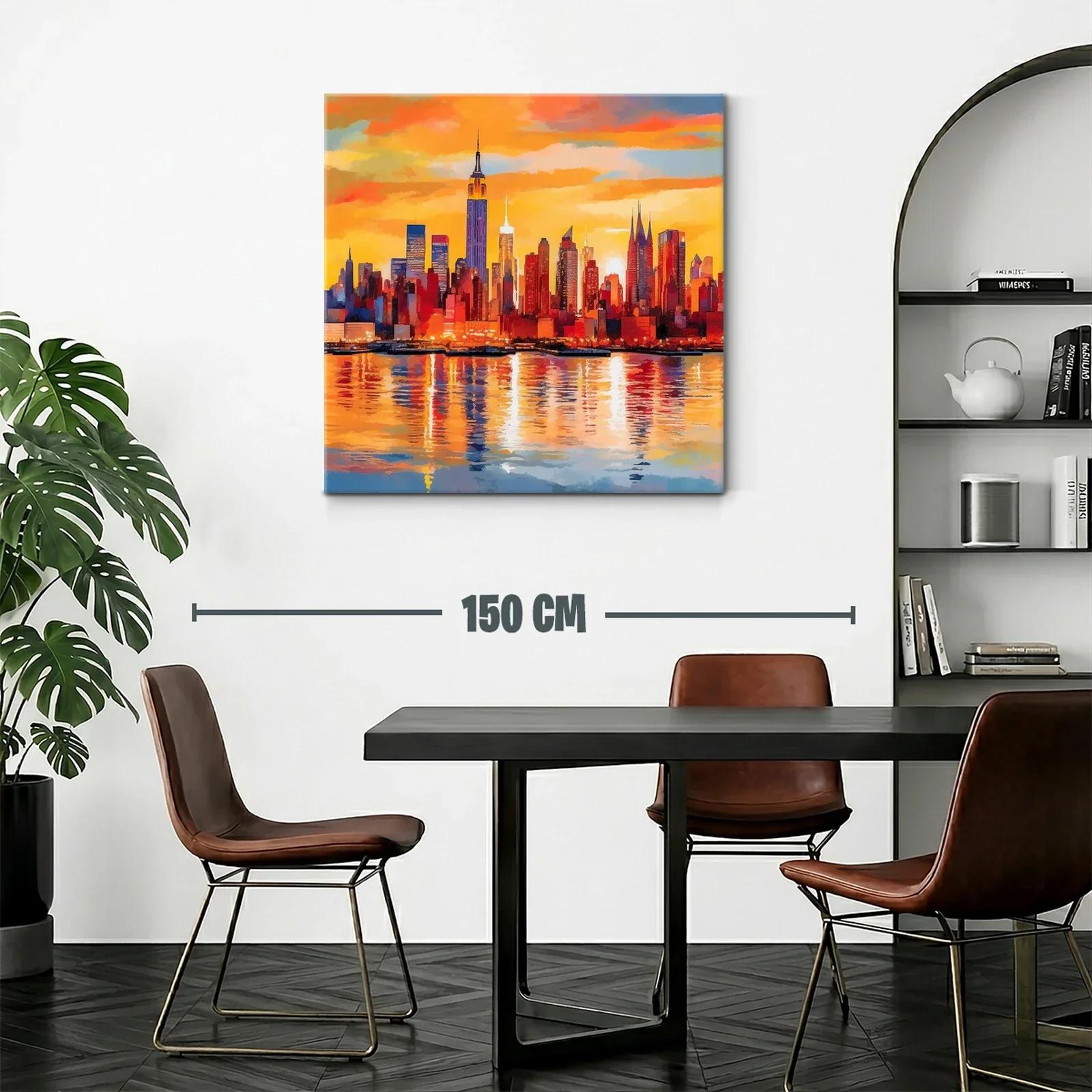 Atardecer vibrante sobre skyline urbano con reflejos dorados — miniatura 2
