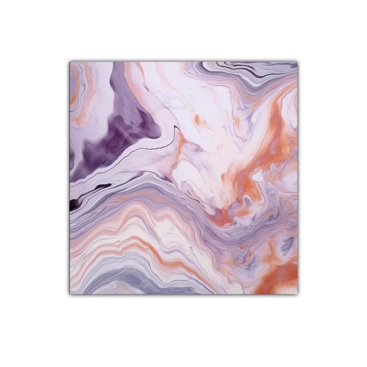 Cuadro abstracto con tonos morados y naranjas fluidos — imagen principal