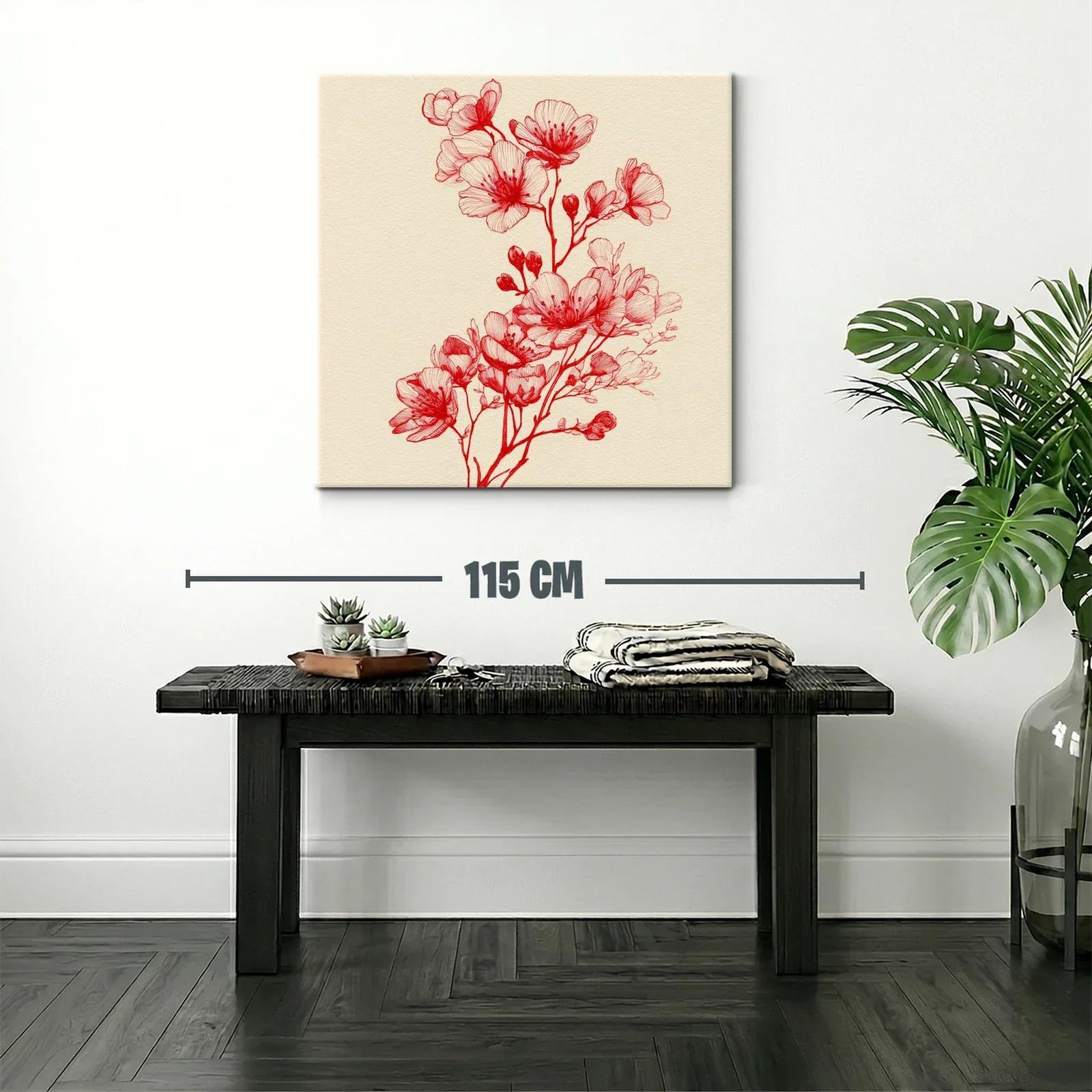 Delicada ilustración floral en tonos rojos vibrantes — miniatura 2