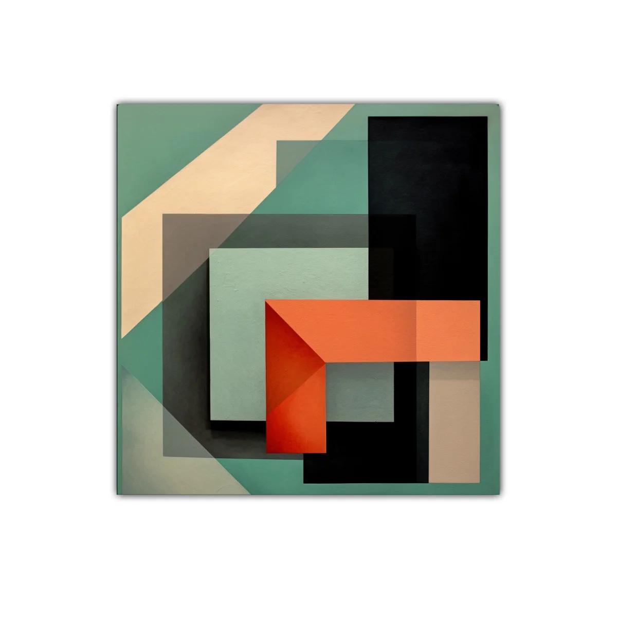 Composición geométrica en tonos cálidos y verdes — imagen principal