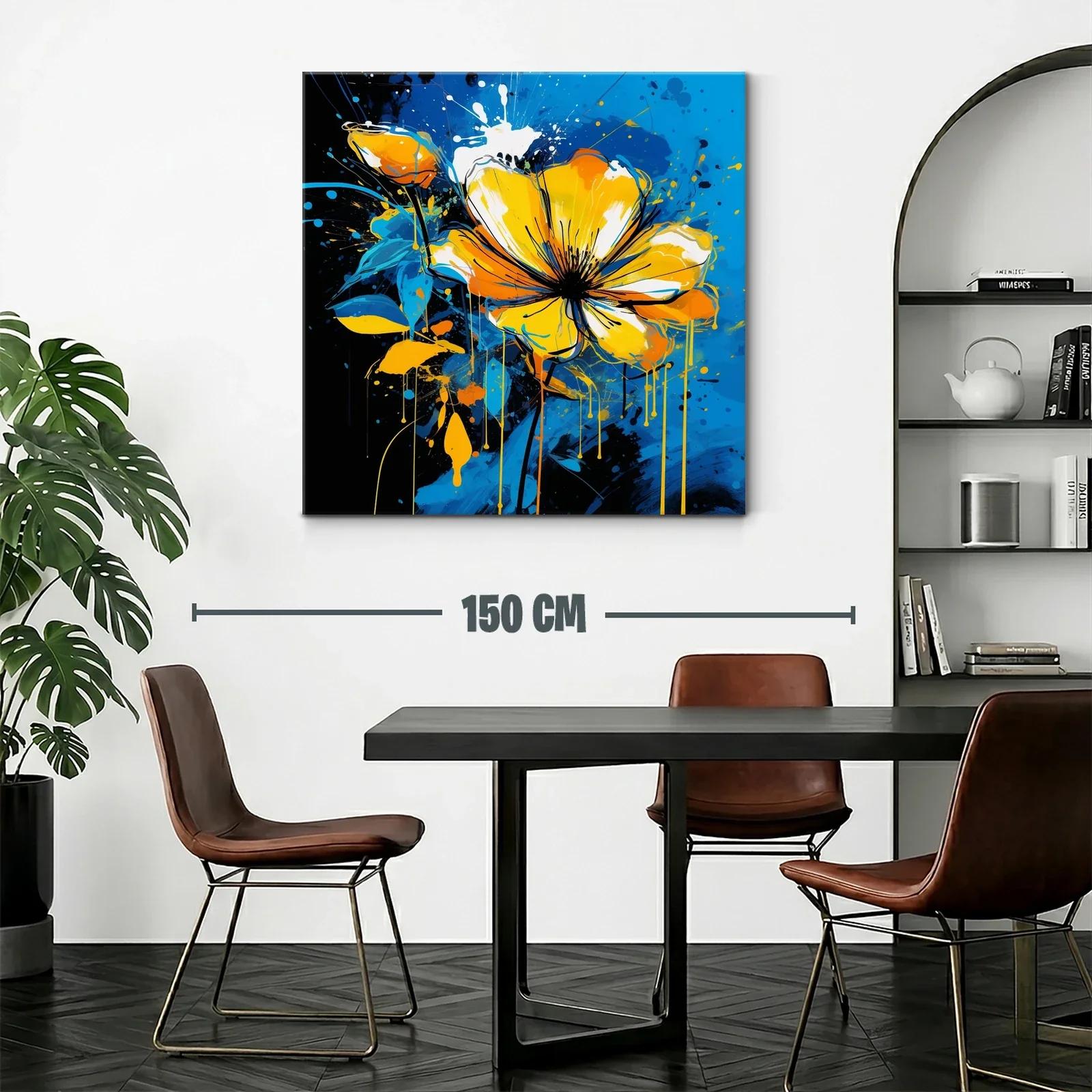 Flor vibrante en tonos amarillos y azules dinámicos — miniatura 2