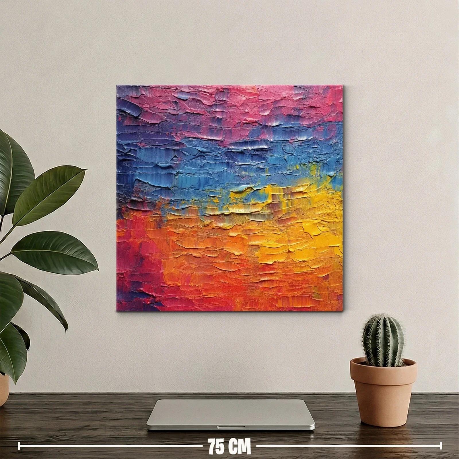 Cuadro abstracto con vibrantes tonos cálidos y fríos — miniatura 2