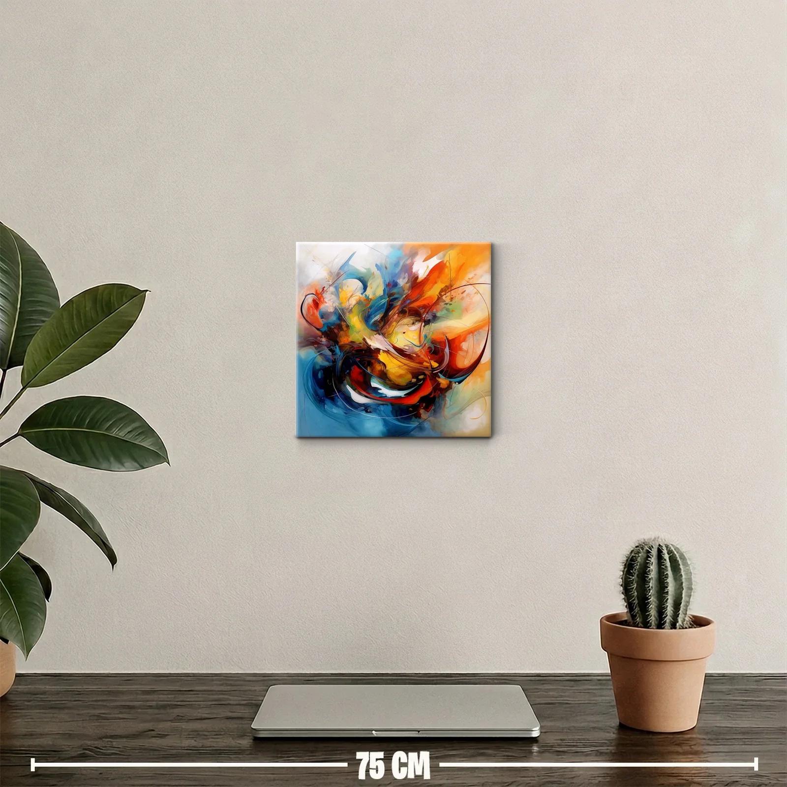 Cuadro abstracto con vibrante explosión de colores cálidos y fríos — miniatura 2