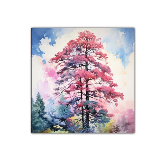 Árbol de colores vibrantes en paisaje onírico