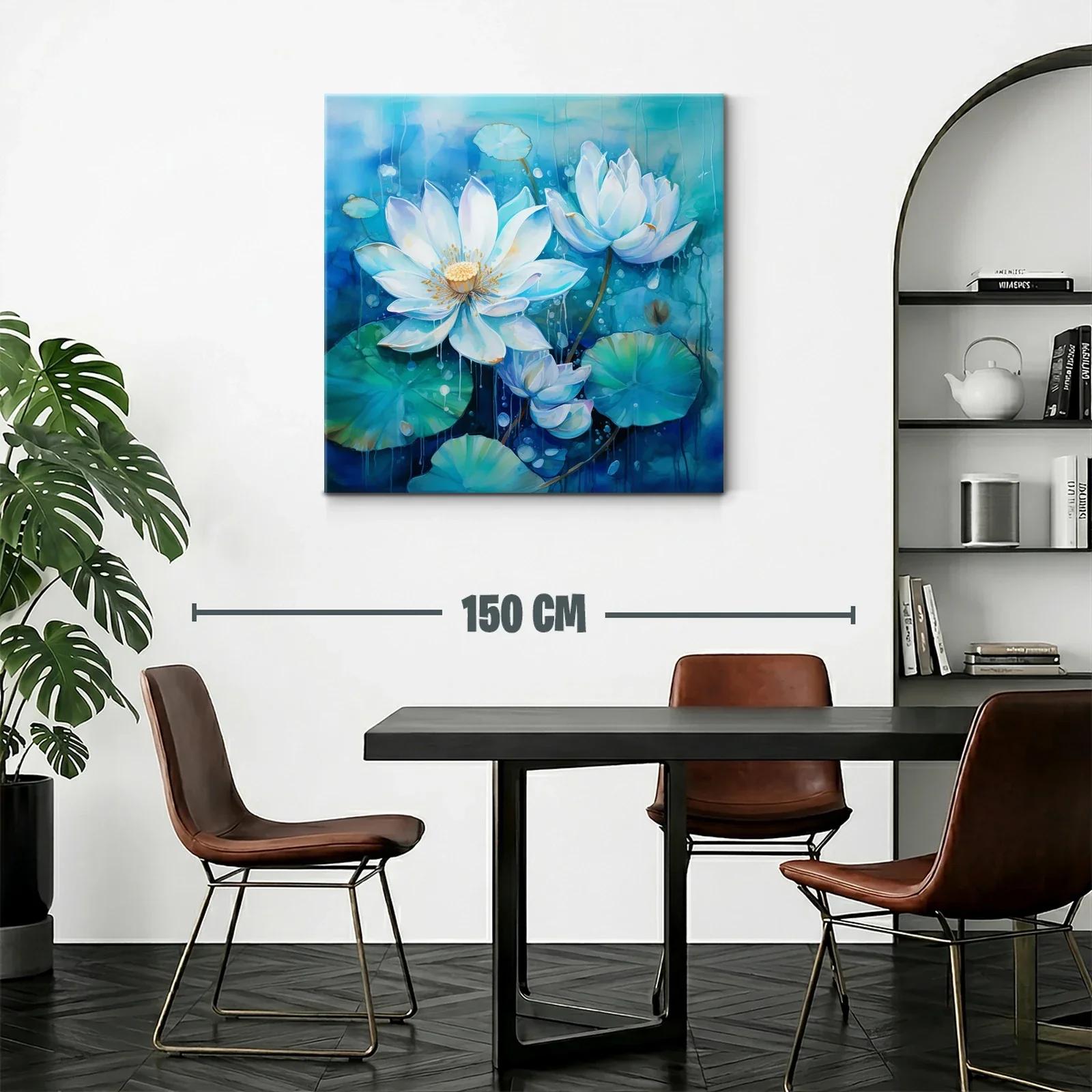 Elegancia de flores blancas sobre fondo azul profundo — miniatura 2