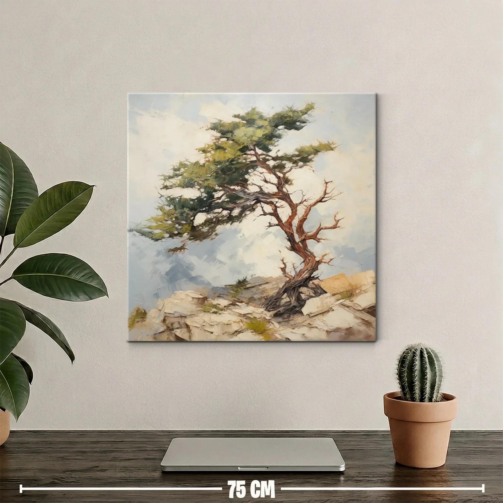 Árbol solitario sobre rocas con cielo despejado — miniatura 2
