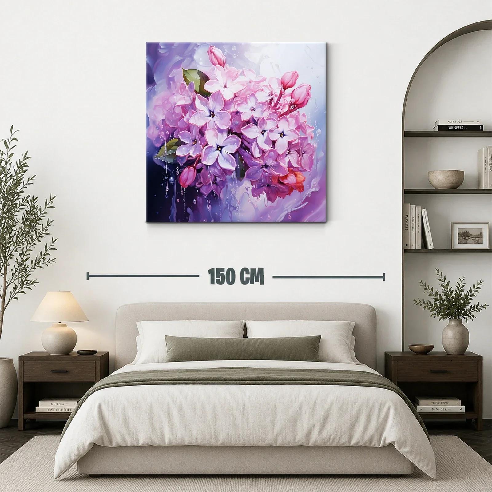 Ramo de flores lilas con gotas de agua brillante — miniatura 3