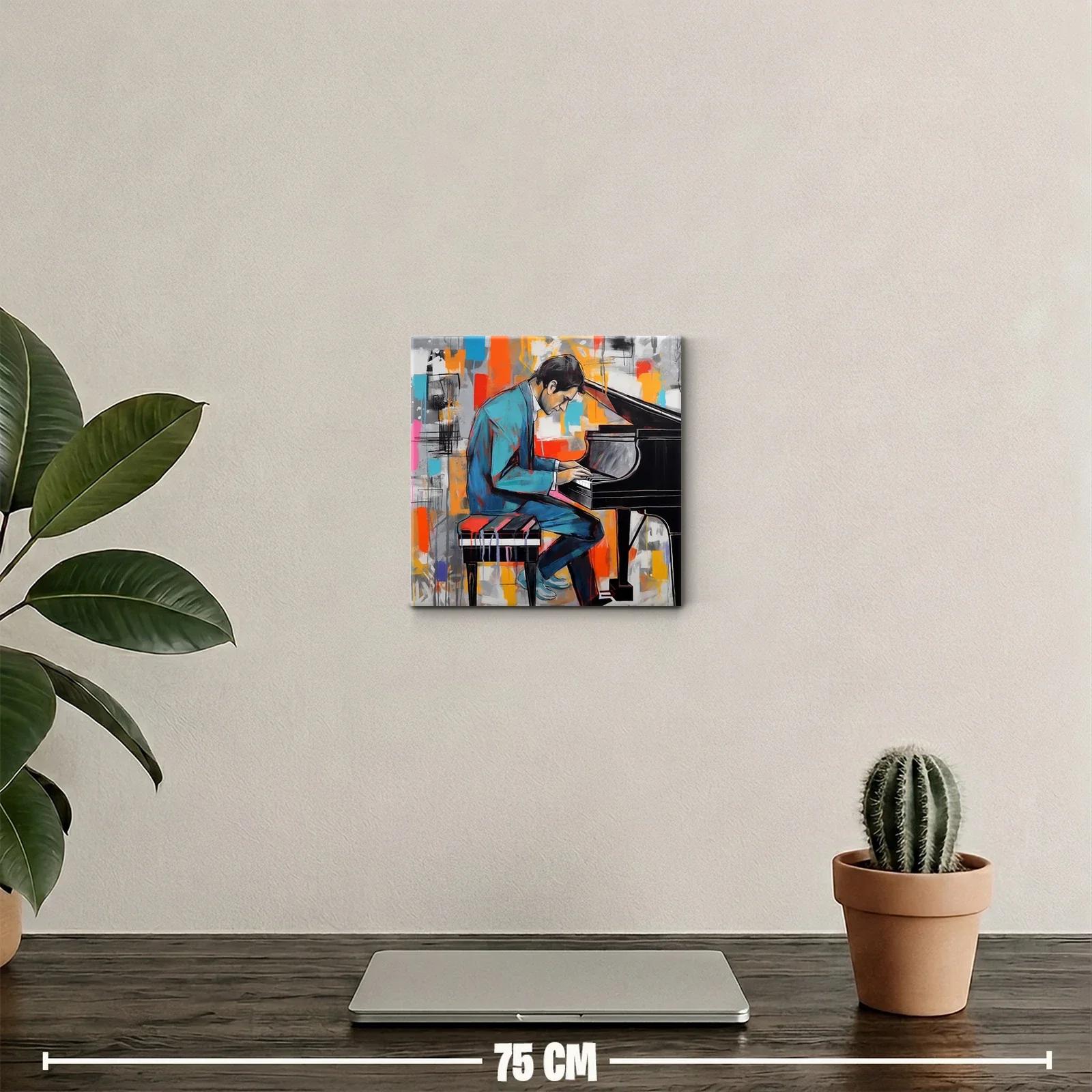Elegante Retrato de Pianista en Vibrantes Colores Cálidos — miniatura 2