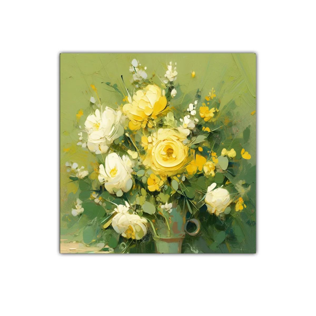 Cuadro floral con vibrantes tonos amarillos y verdes — imagen principal