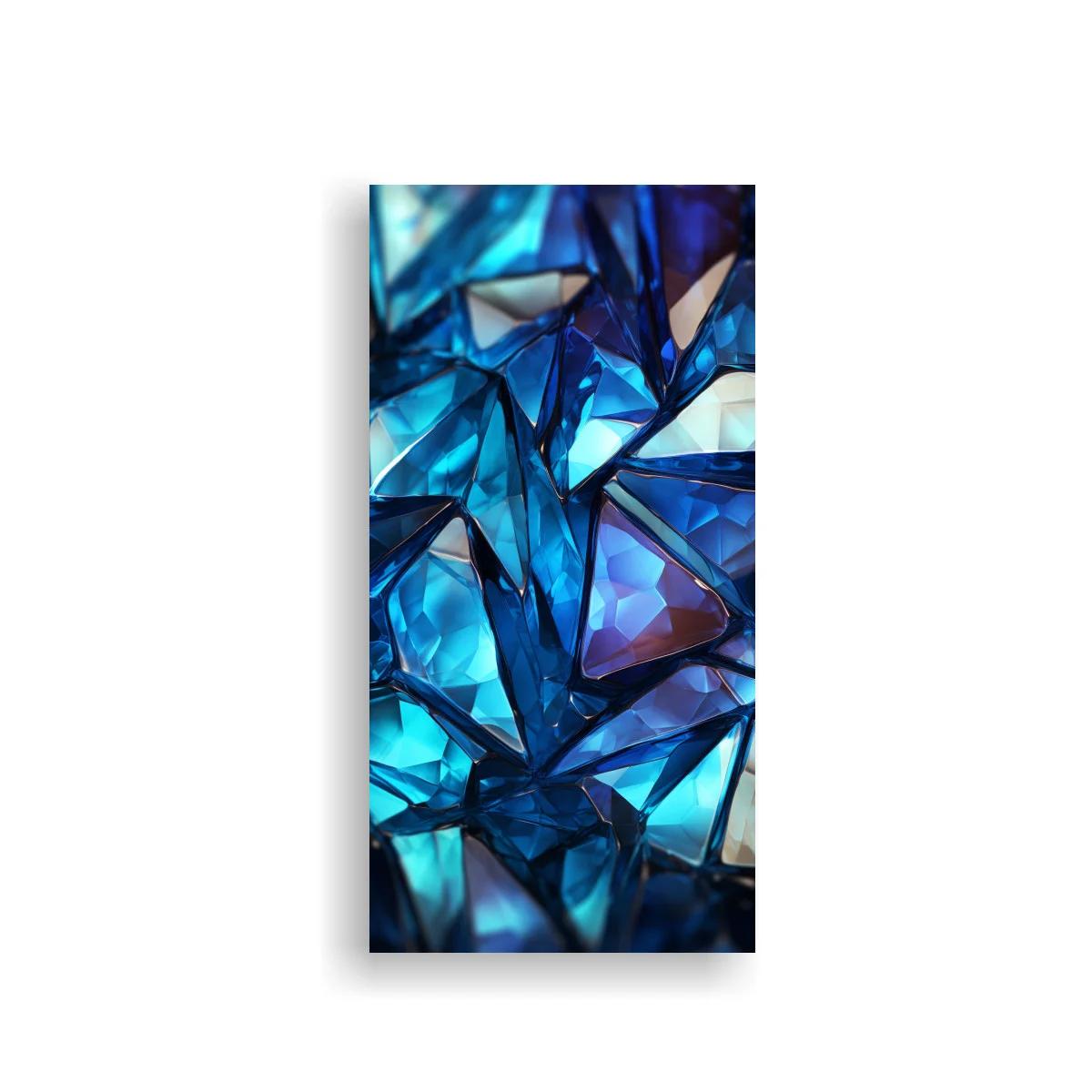 Cuadro cristales azules facetados con reflejos oscuros