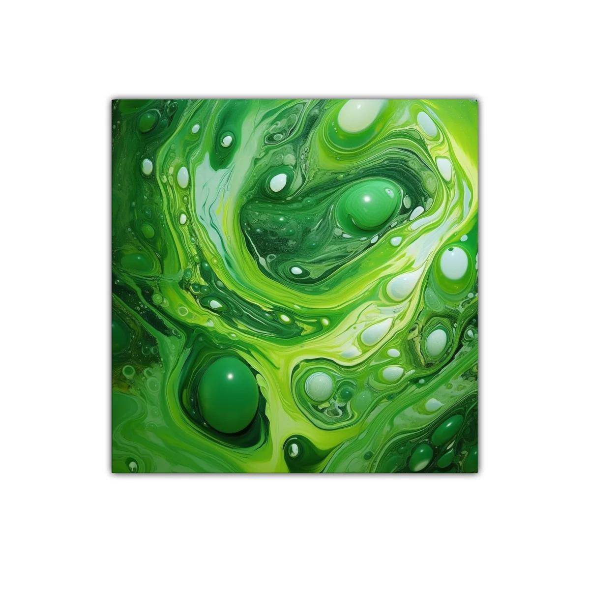 Cuadro abstracto con tonos verdes y formas fluidas — imagen principal