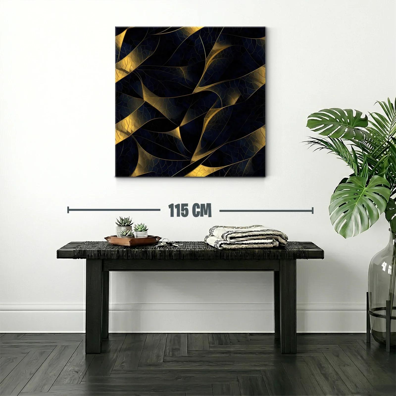 Composición abstracta con hojas en tonos oscuros y dorados — miniatura 2