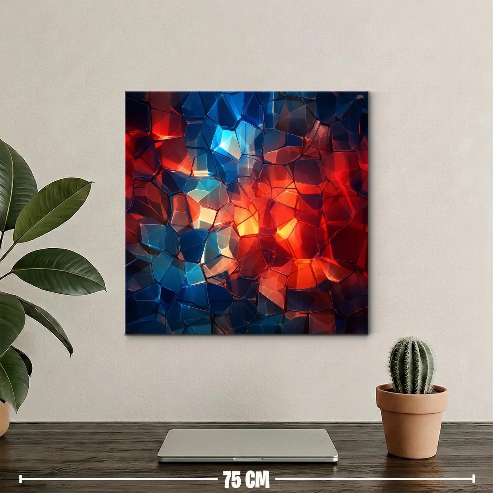 Cuadro abstracto con mosaico de tonos cálidos y fríos — miniatura 2