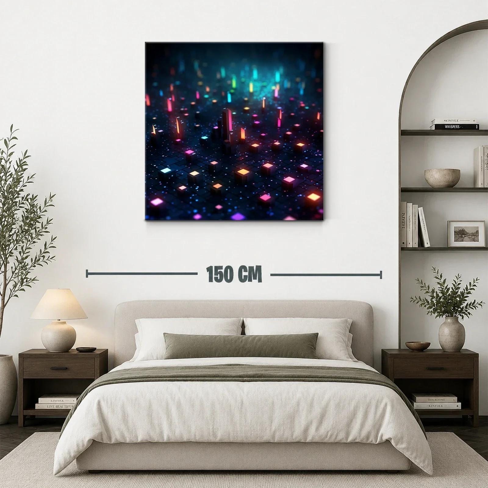 Cuadro abstracto luces de neón sobre fondo oscuro — miniatura 3