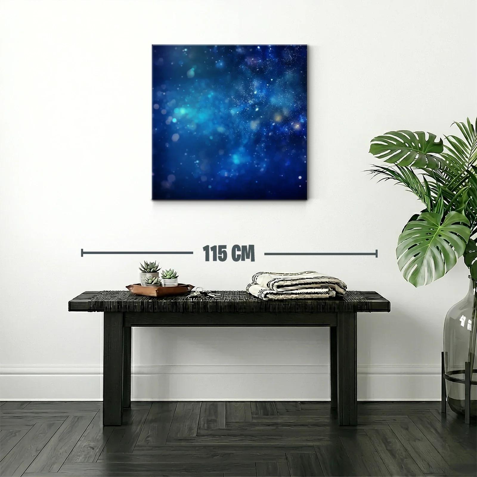 Cuadro abstracto con destellos azules y luces difusas — miniatura 2