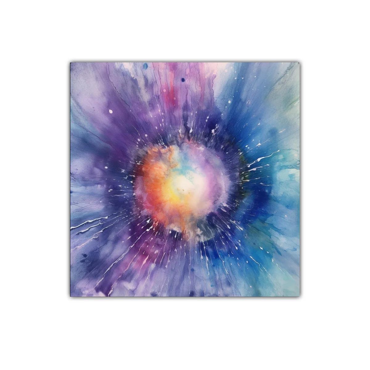 Cuadro abstracto con explosión de colores vibrantes y energía