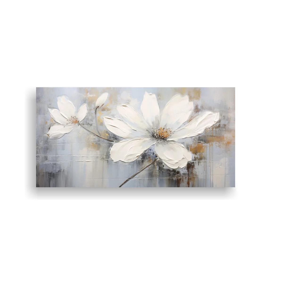 Cuadro magnolias blancas con goteos sutiles